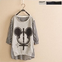 เสื้อตัวยาว-Mickey-หมากรุก-สีเทา-(ผู้ใหญ่)