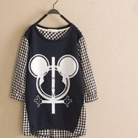 เสื้อตัวยาว-Mickey-หมากรุก-สีดำ-(ผู้ใหญ่)