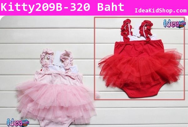 บอดี้สูทคุณหนู Kitty Ballet สีแดง