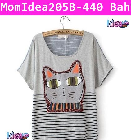 เสื้อยืดแมวเหมียว CAT MOOD สีเทา(ผู้ใหญ่)