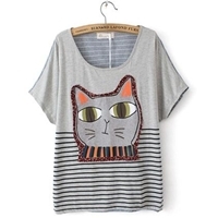 เสื้อยืดแมวเหมียว-CAT-MOOD-สีเทา(ผู้ใหญ่)