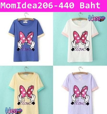 เสื้อยืด  Minnie Love สีน้ำเงิน(ผู้ใหญ่)