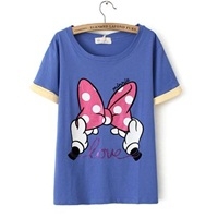 เสื้อยืด--Minnie-Love-สีน้ำเงิน(ผู้ใหญ่)