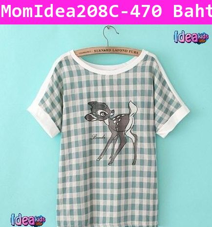 เสื้อลายกวาง Bambi สีเขียวขาว(ผู้ใหญ่)