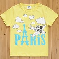 เสื้อยืดแมวเหมียวคู่รักทัวร์--PARIS-สีเหลือง