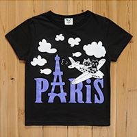 เสื้อยืดแมวเหมียวคู่รักทัวร์--PARIS-สีดำ