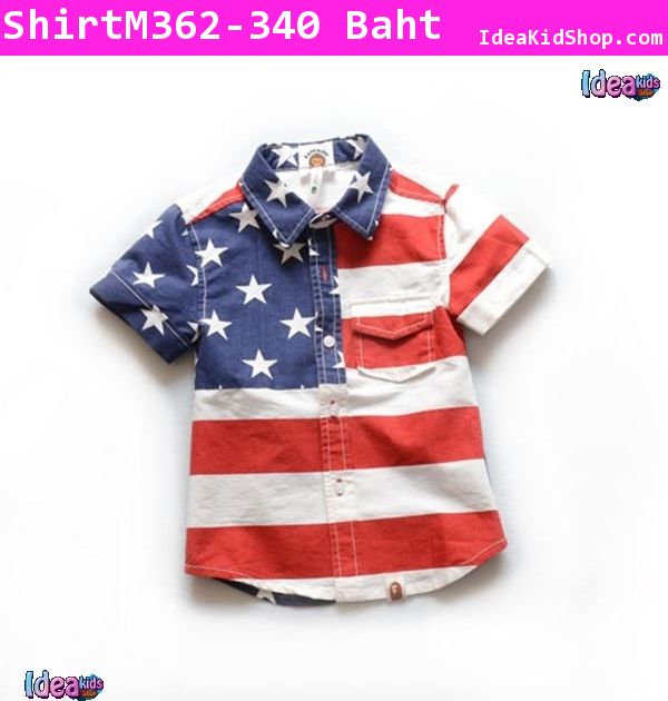 เสื้อเชิ้ตแขนสั้นลาย USA