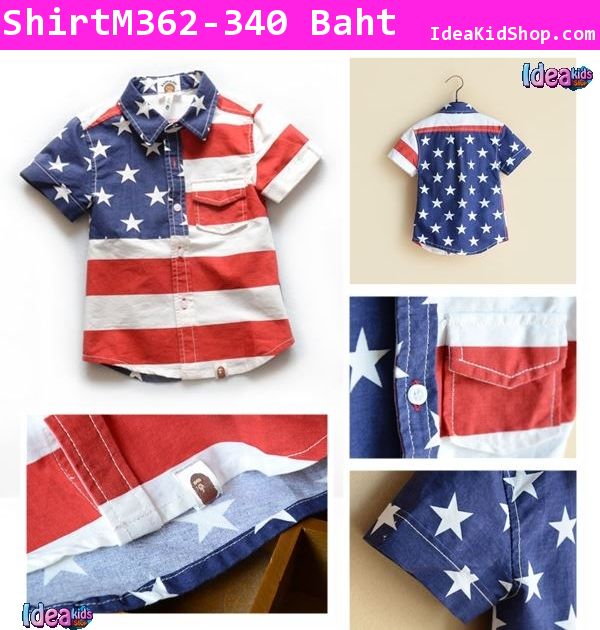 เสื้อเชิ้ตแขนสั้นลาย USA