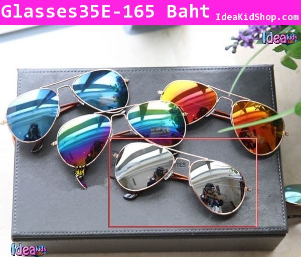 แว่นปรอทคุณหนูสไตล์ RayBan สีเงินเขียว