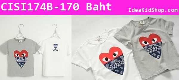 เสื้อยืด PLAY COME GIRL & BOY สีเทา