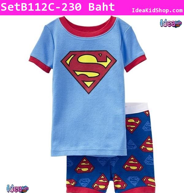 เสื้อและกางเกง Superman สีฟ้า