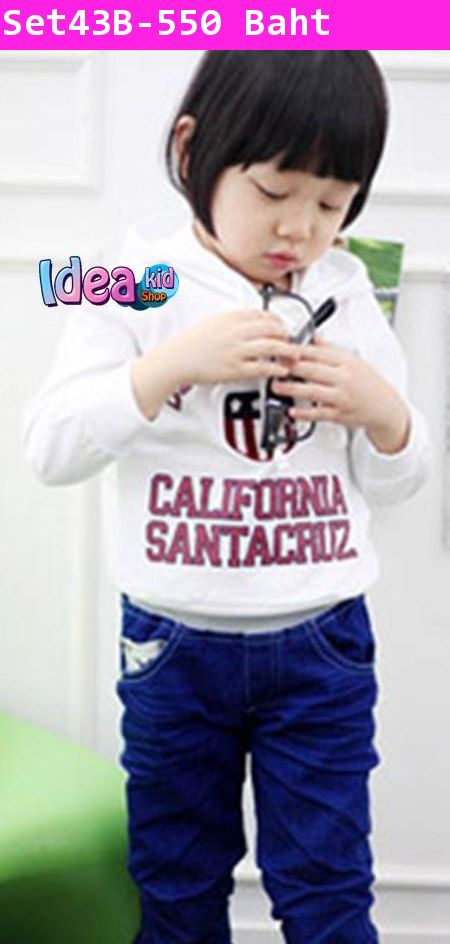 ชุดเสื้อกางเกง California Santacruz สีขาว