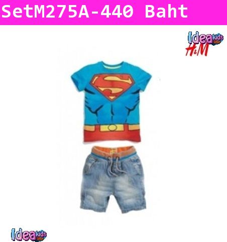 ชุดเสื้อและกางเกง SUPERMAN สีฟ้า