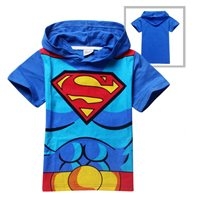 เสื้อแขนสั้นมีฮูด-Superman-สีน้ำเงิน