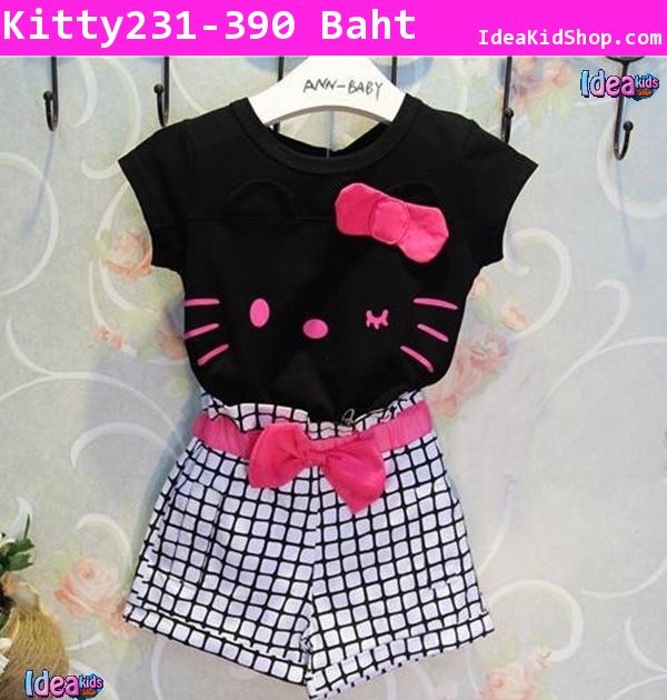 เสื้อและกางเกง Hello Kitty Checked