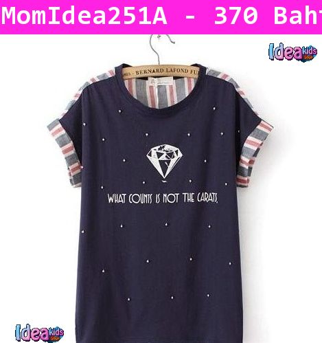 เสื้อแฟชั่น คอกลมDiamond สีกรมท่า(ผู้ใหญ่)