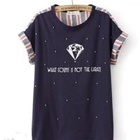 เสื้อแฟชั่น-คอกลมDiamond-สีกรมท่า(ผู้ใหญ่)