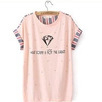 เสื้อแฟชั่น-คอกลมDiamond-สีส้มโอรส(ผู้ใหญ่)