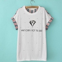 เสื้อแฟชั่น-คอกลมDiamond-สีขาว(ผู้ใหญ่)