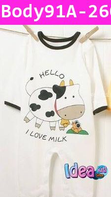 บอดี้สูทสีขาววัวน้อย Hello Cow!!