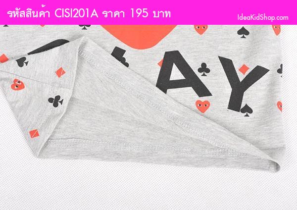 เสื้อยืด Play Comme Card game สีเทา