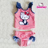 ชุดว่ายน้ำ-2-pieces-Hello-Kitty-สีแดงขาว