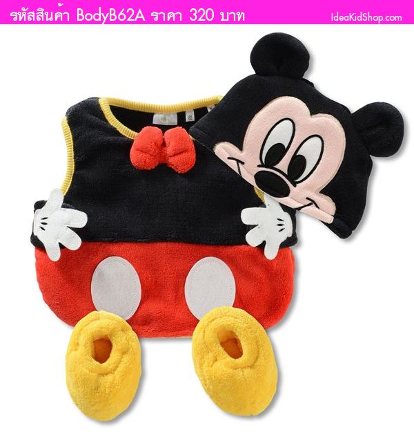 ชุดเด็กน้อย 3 ชิ้น Baby Mickey Mouse สีแดง