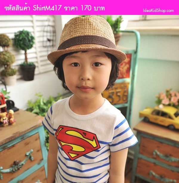 เสื้อยืด หนุ่มน้อย Superman สีขาว