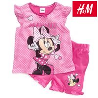 เสื้อและกางเกง-Minnie-Mouse-ลายจุดสไตล์-H_M-สีชมพู