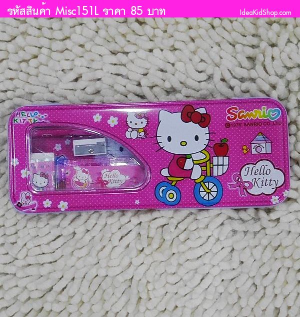 กล่องดินสอเหล็กพร้อมเครื่องเขียนลาย HELLO KITTY