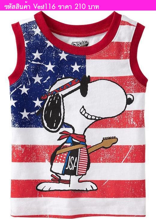 เสื้อยืดหนุ่มน้อยลาย Snoopy Rocker U.S.A