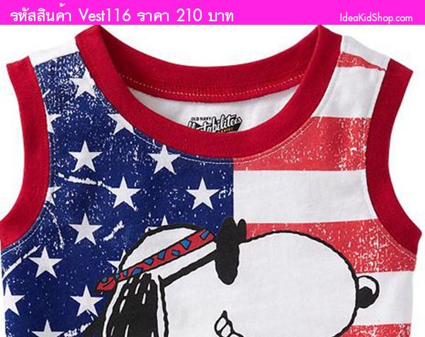 เสื้อยืดหนุ่มน้อยลาย Snoopy Rocker U.S.A