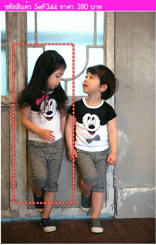 เสื้อและกางเกง สาวน้อย Minnie Mouse โทนขาวดำ