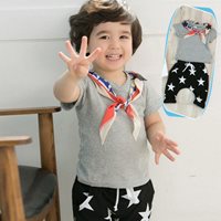 เสื้อและกางเกง-Little-Stars-พร้อมผ้าพันคอ-สีเทา