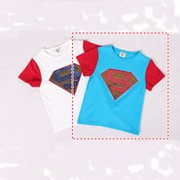 เสื้อยืด-งานปักเลื่อม-Superman-สีฟ้า