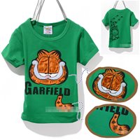 เสื้อยืดลาย-Garfield-สีเขียวเข้ม