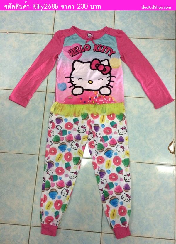 เสื้อและกางเกง HELLO KITTY CUP CAKE สีฟ้า