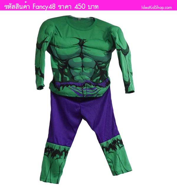 ชุดเสื้อและกางเกงพร้อมหน้ากาก HULK HERO สีเขียว