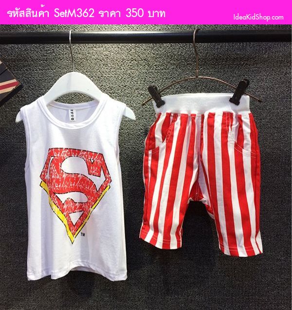 เสื้อและกางเกง Superman Red โทนขาวแดง