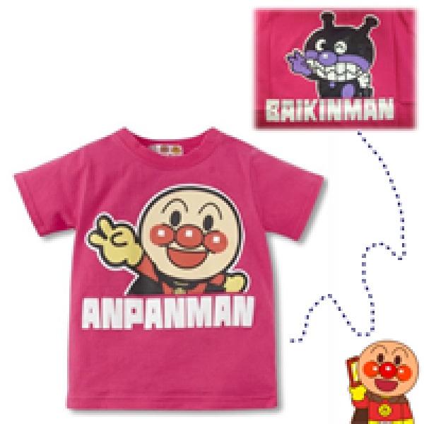 เสื้อยืดลาย-Anpanman-ชูสองนิ้ว-สีชมพูเข้ม