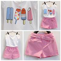 เสื้อและกางเกง-ไอติมแสนหวาน-สีชมพูขาว