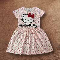 ชุดเดรสน่ารัก-HELLO-KITTY-สีขาว-ลายหัวใจดวงเล็ก