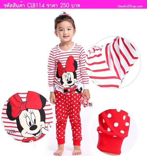 ชุดเสื้อกางเกง Minnie Mouse โบว์ใหญ่