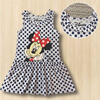 เดรส-Minnie-ลายจุด-สีน้ำเงินขาว