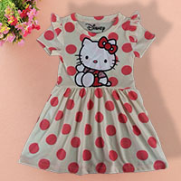 ชุดเดรส-HELLO-KITTY-แสนน่ารัก-ลายจุดใหญ่-สีครีม