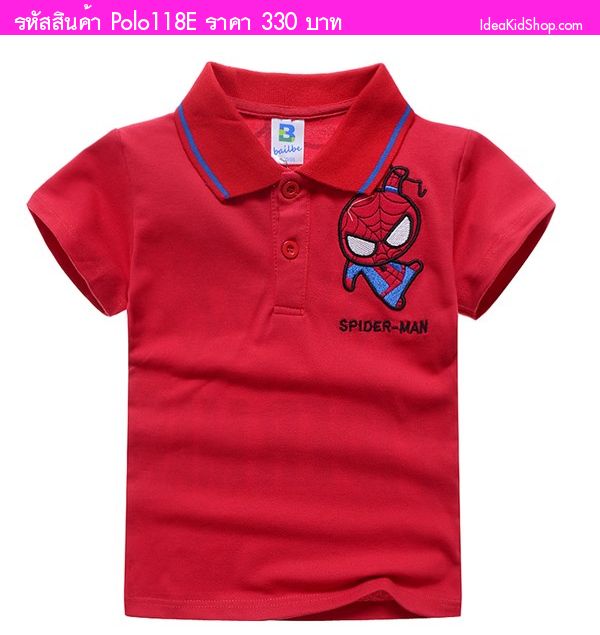 เสื้อยืดคอปก Spiderman สุดเจ๋ง สีแดง