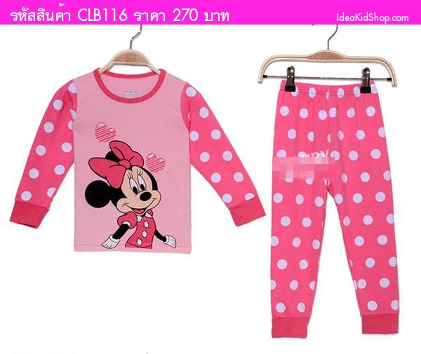 ชุดเสื้อกางเกง Minnie Mouse in Love สีชมพู