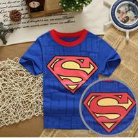 เสื้อยืดเด็กหนุ่มเท่-Superman-สีน้ำเงิน