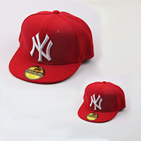 หมวกคู่แม่ลูก-Hiphop-Snapback-NY-สีแดง(ได้-2-ใบ)