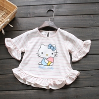 เสื้อตัวสั้นปลายแขนบาน-HELLO-KITTY-ลายทาง-สีชมพู